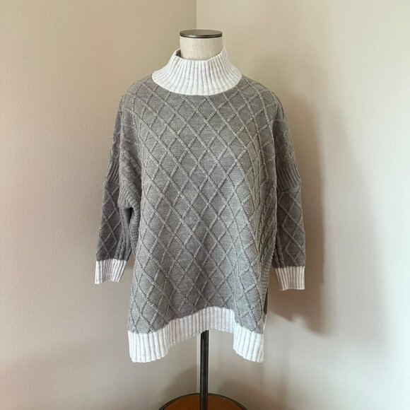 Mer Sea Lisbon Traveler Womens Mock Neck Lattice Sweater One Size Coastal Modern - Picture 7 of 8